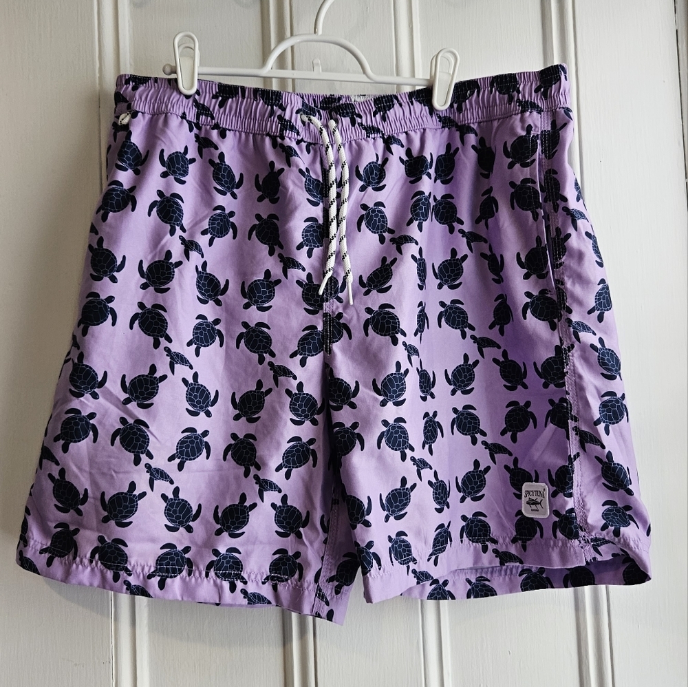 Size L Spicy Tuna Purple and Indigo Turtle Pattern Swim Shorts